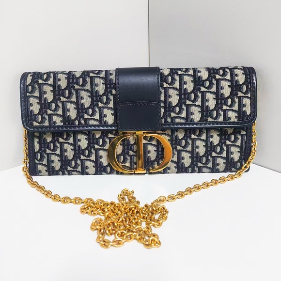 Dior Handbags - Dior Blue Oblique Canvas 30 Montaigne Chain Pouch